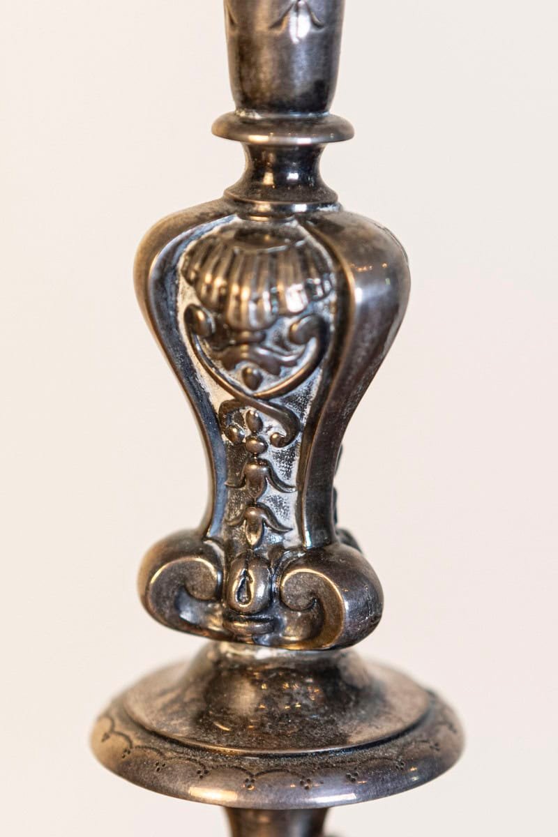 English Late Victorian 19th Century Epergne with Silver Base and Crystal Vase - JAA