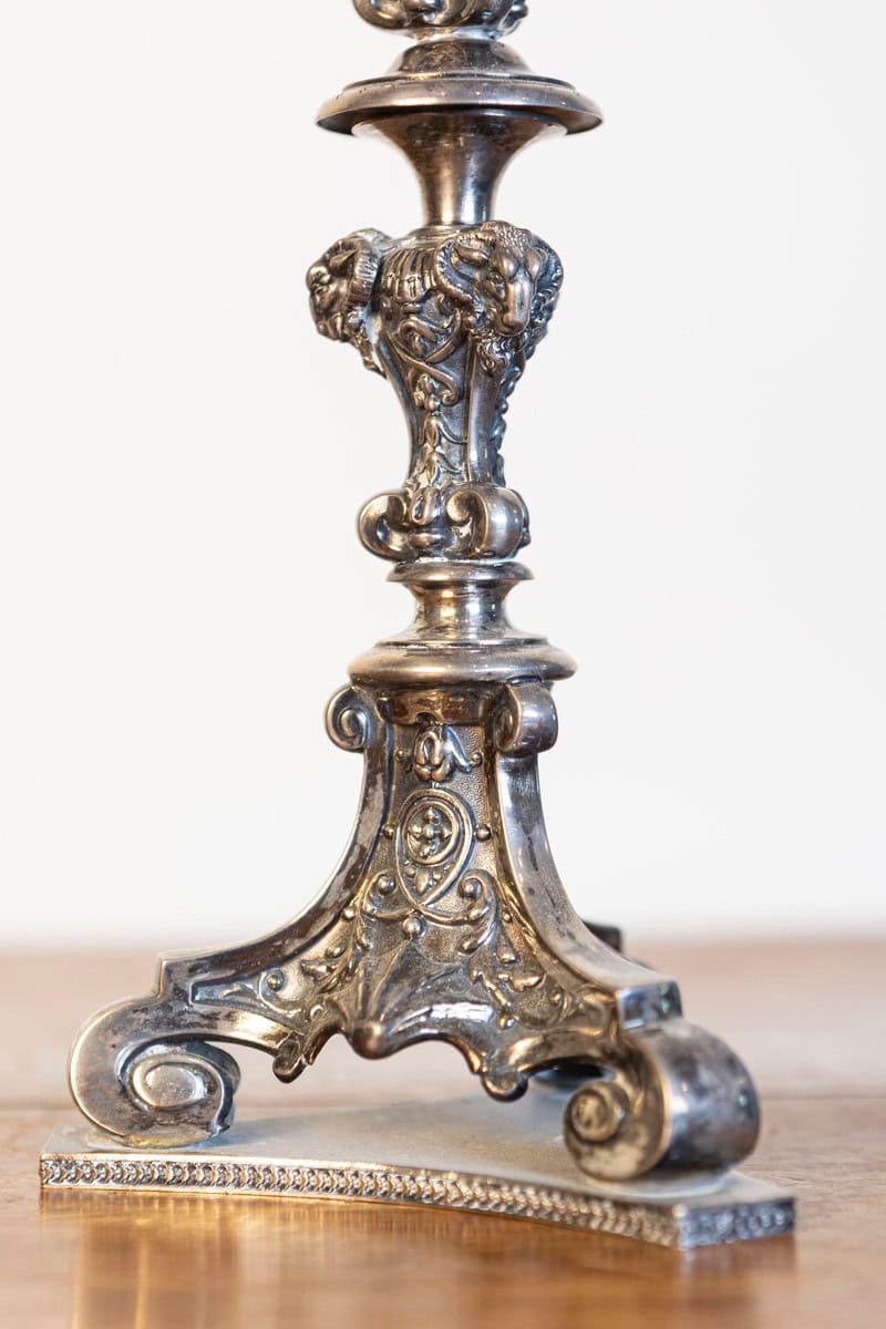 English Late Victorian 19th Century Epergne with Silver Base and Crystal Vase - JAA