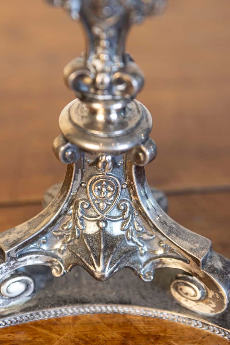 English Late Victorian 19th Century Epergne with Silver Base and Crystal Vase - JAA