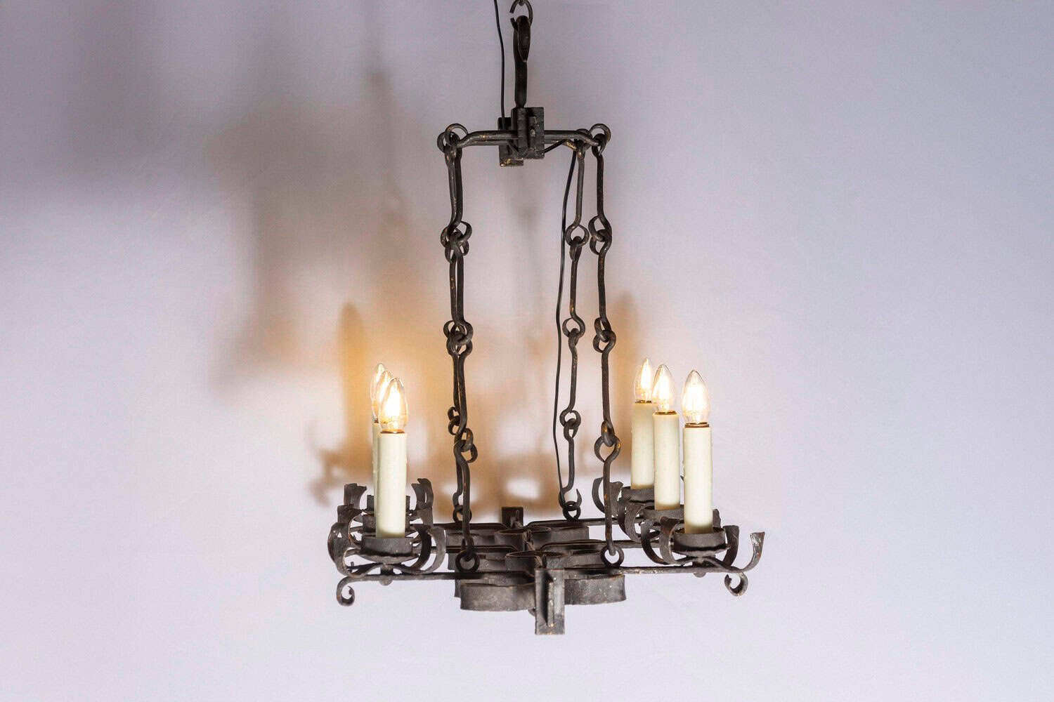 20th Century French Wrought Iron Chandelier - JAA