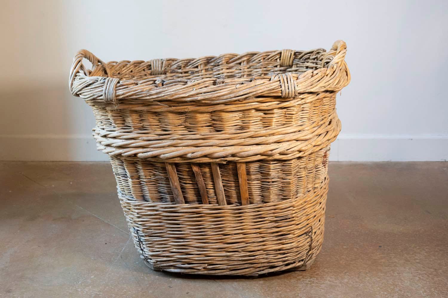 Early 20th Century French Wicker Grape Harvesting Basket - JAA