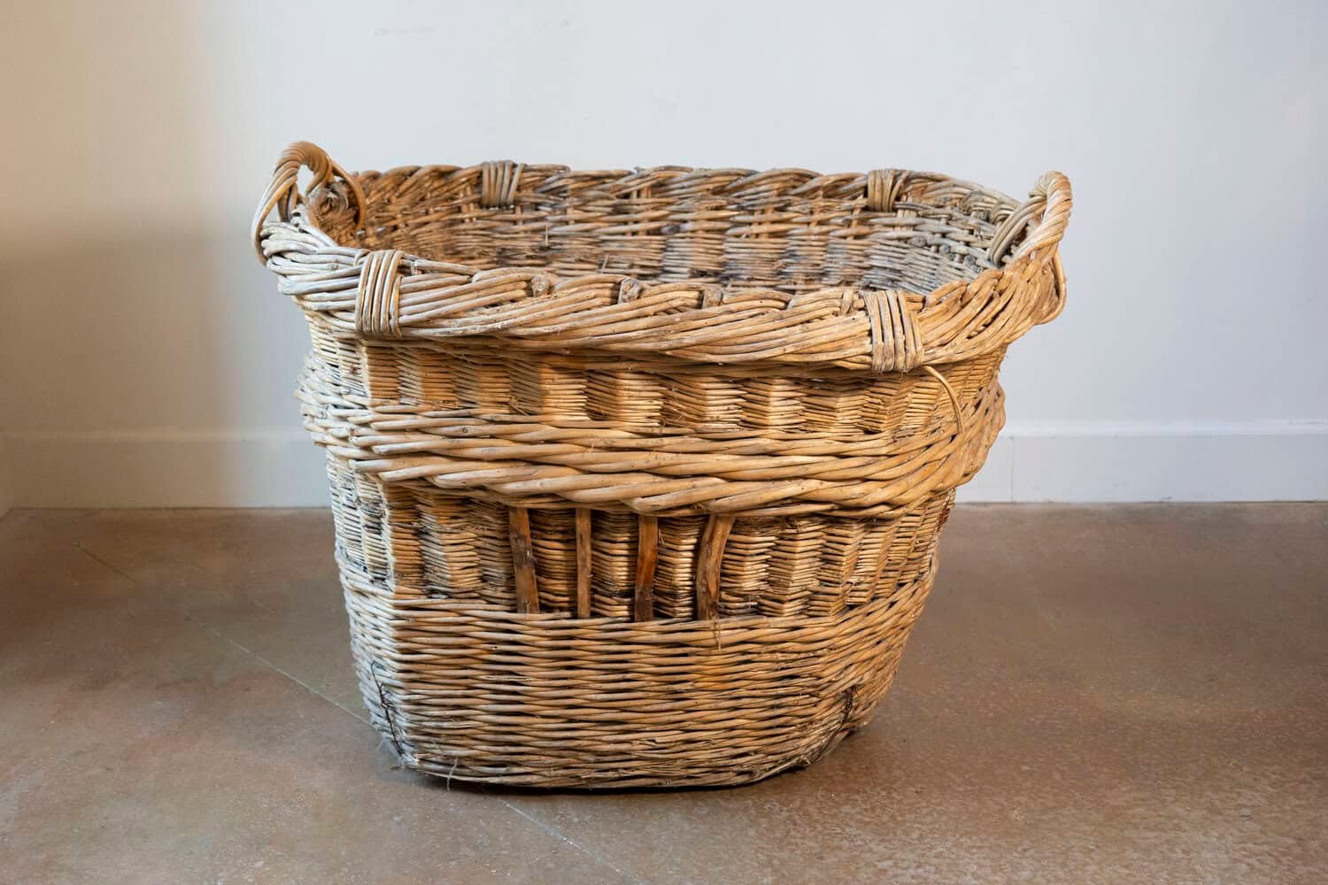 Early 20th Century French Wicker Grape Harvesting Basket - JAA