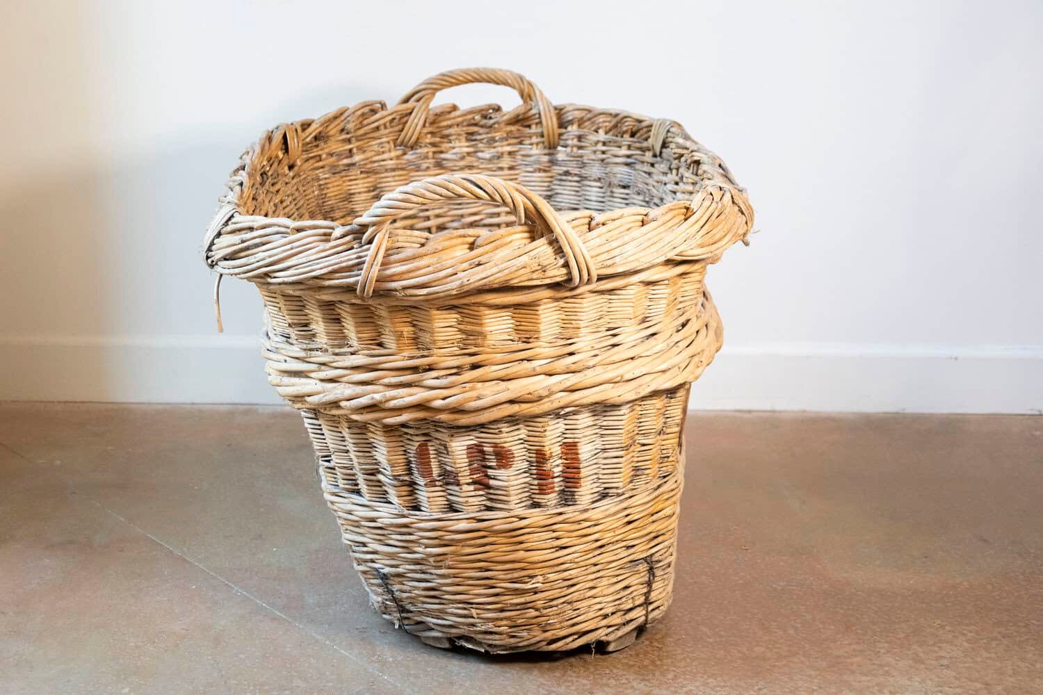 Early 20th Century French Wicker Grape Harvesting Basket - JAA