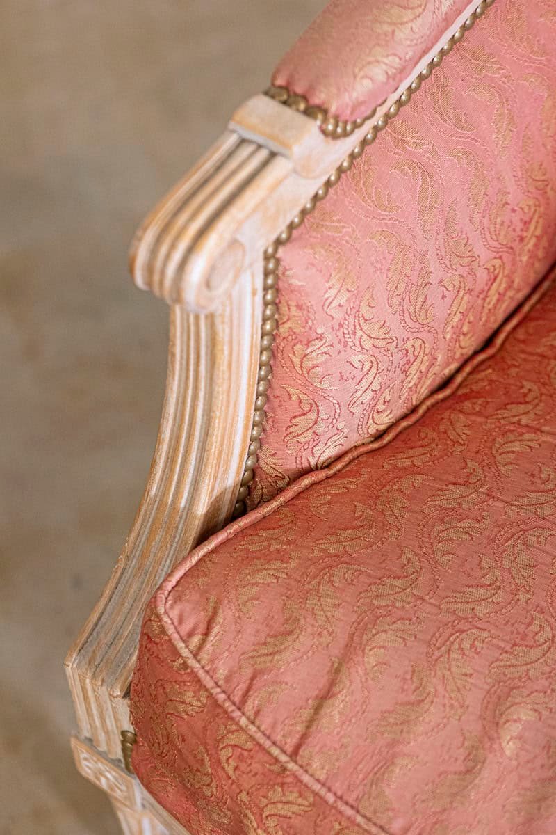 Pair of French Louis XVI Style 1900s Painted Bergères Chairs with Upholstery - JAA