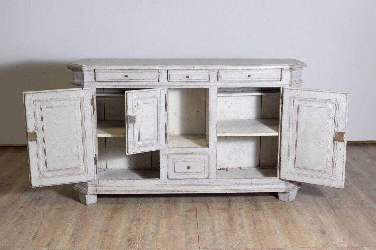 Late 18th Century Swedish Gustavian Painted Wood Sideboard with Fluted Pilasters - JAA