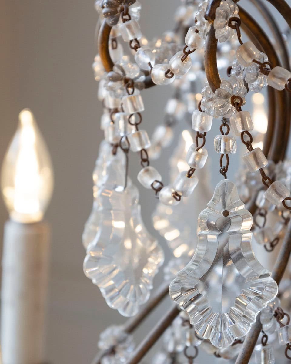 Italian 1850s Rococo Style 10-Light Crystal Chandelier with Gilt Metal Armature - JAA