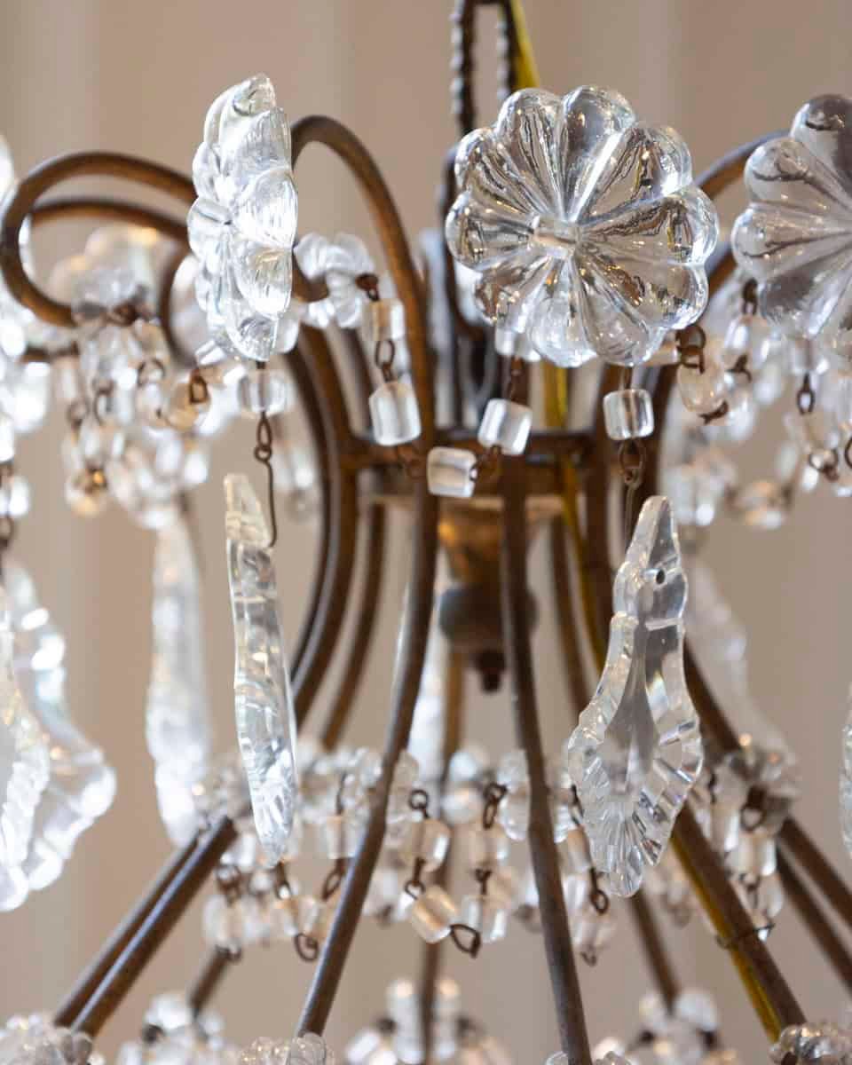 Italian 1850s Rococo Style 10-Light Crystal Chandelier with Gilt Metal Armature - JAA