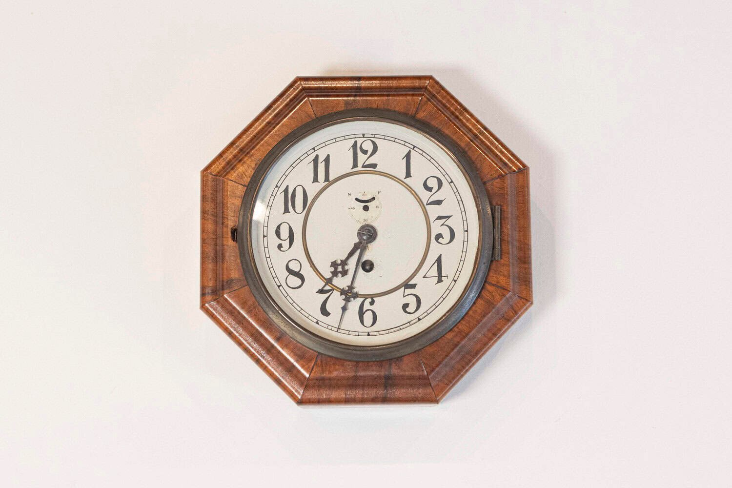 Art Deco Period Walnut Octagonal Shaped Wall Clock by Junghans circa 1920 - JAA