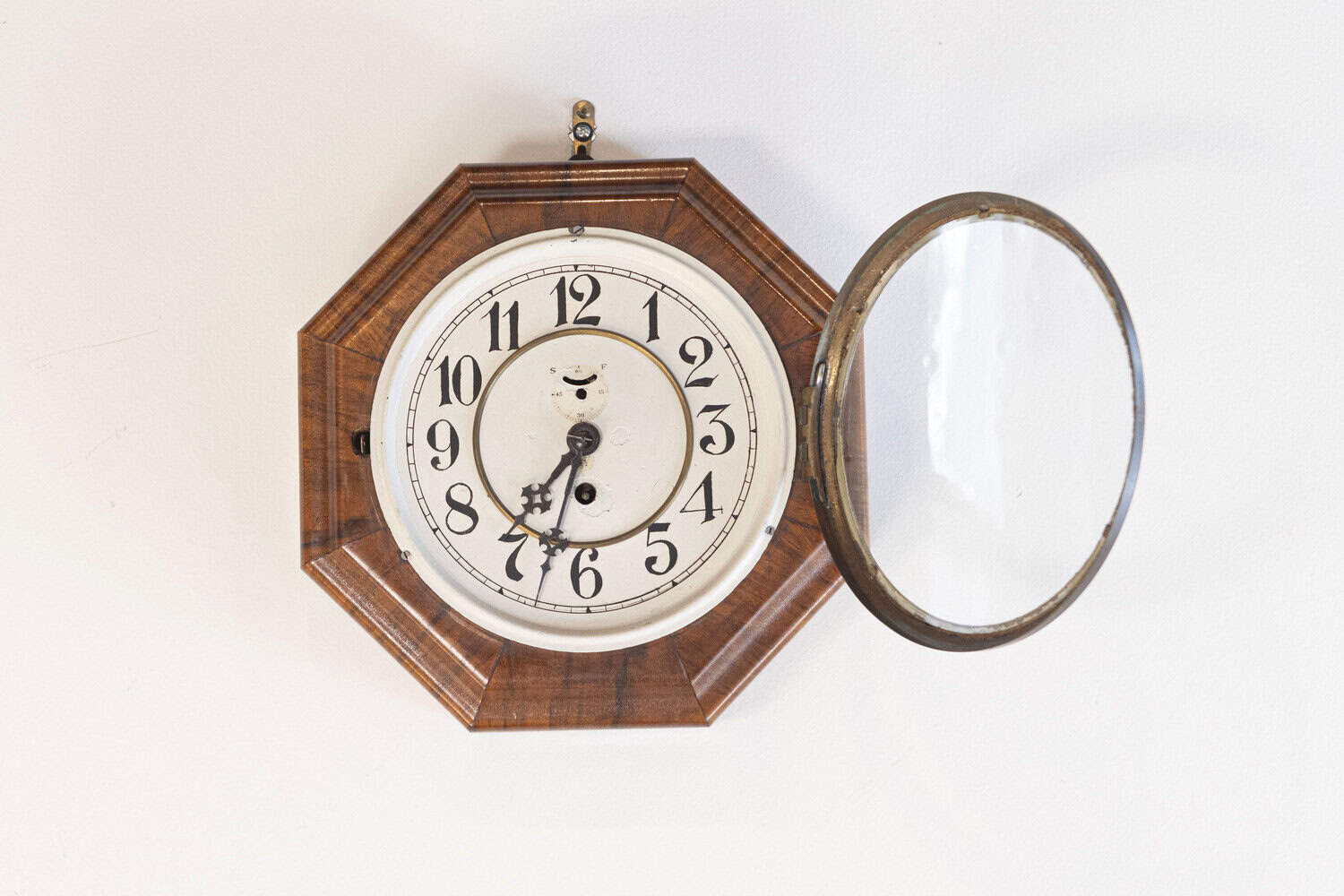 Art Deco Period Walnut Octagonal Shaped Wall Clock by Junghans circa 1920 - JAA