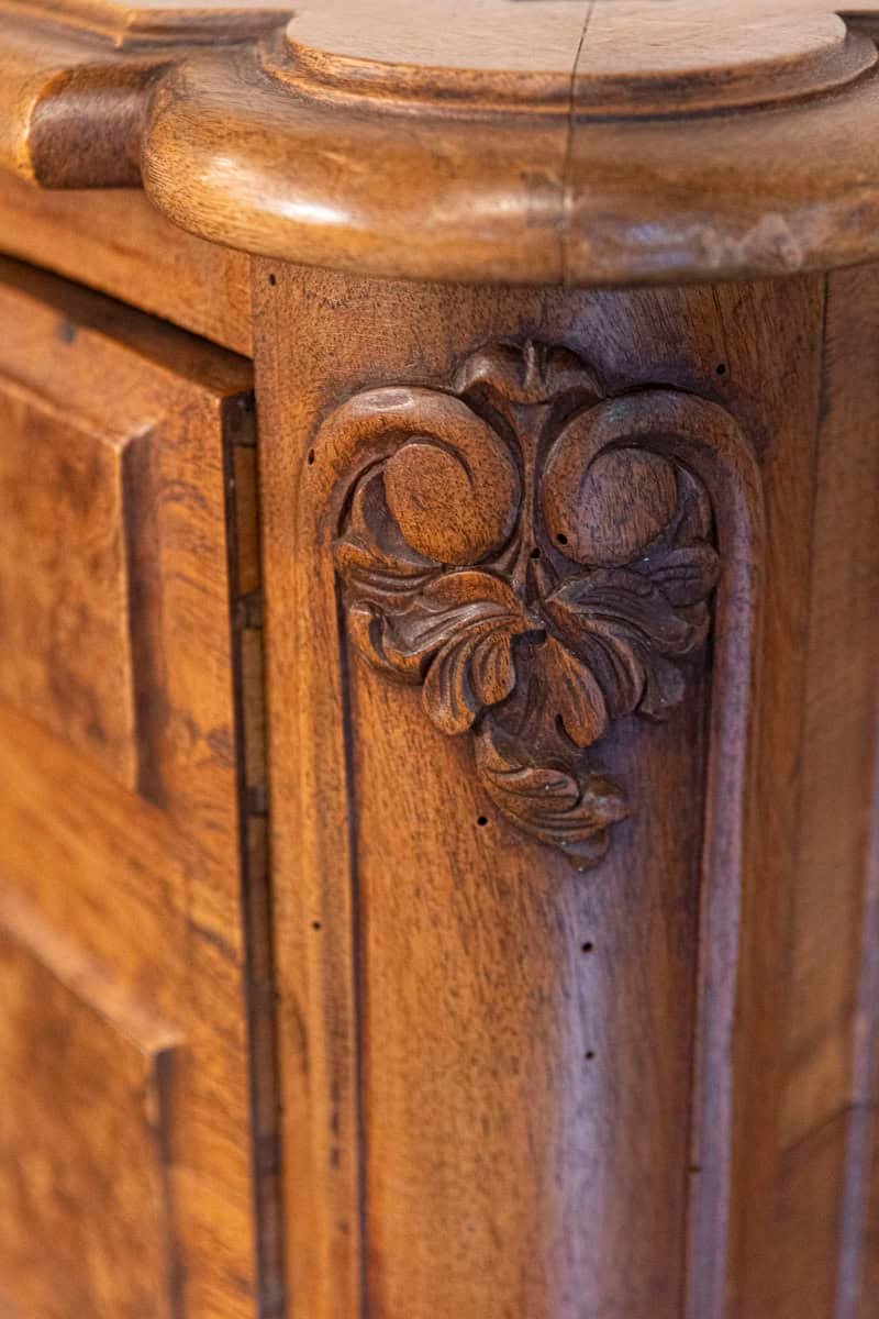 French Louis XV Style 19th Century Burr Walnut and Leather Top Four-Drawer Desk - JAA
