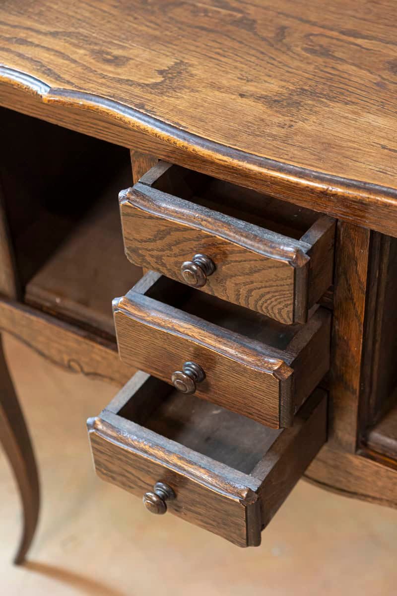 French Oak Table De Chevet with Sliding-Door Cabinets and Three Drawers, 1890s - JAA