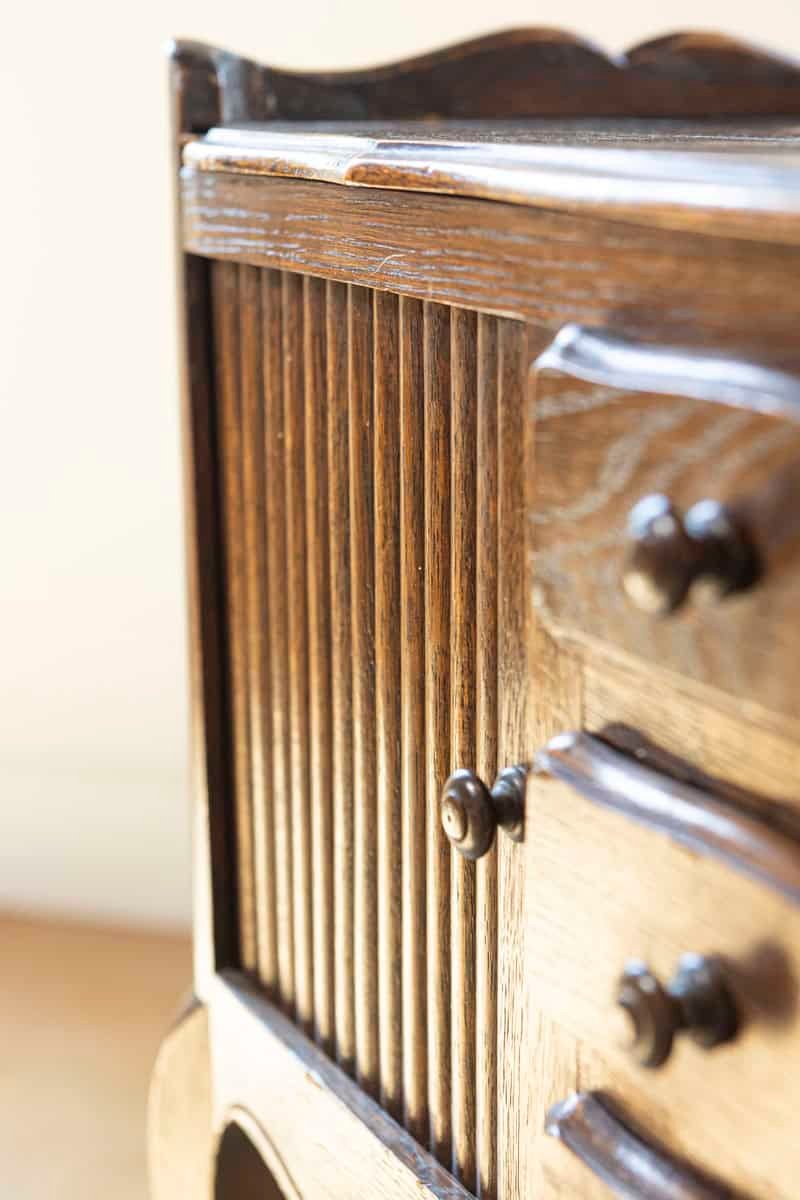 French Oak Table De Chevet with Sliding-Door Cabinets and Three Drawers, 1890s - JAA