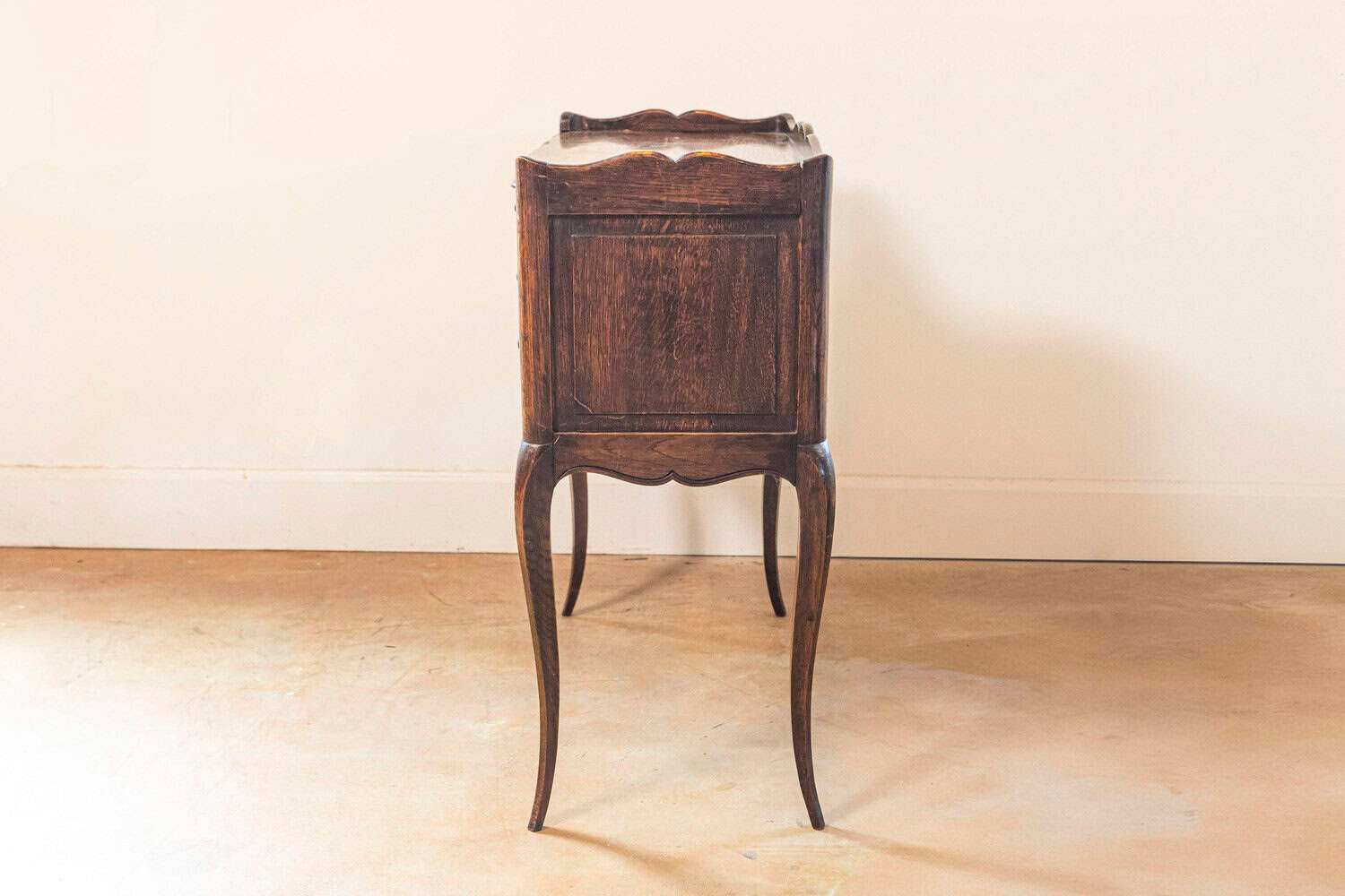French Oak Table De Chevet with Sliding-Door Cabinets and Three Drawers, 1890s - JAA