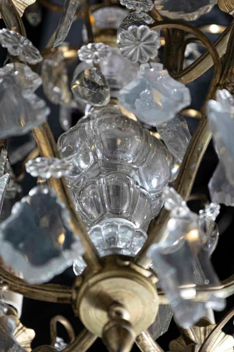 40% OFF at Checkout.  French 19th Century Six-Light Bronze and Crystal Chandelier with Scrolling Arms - JAA