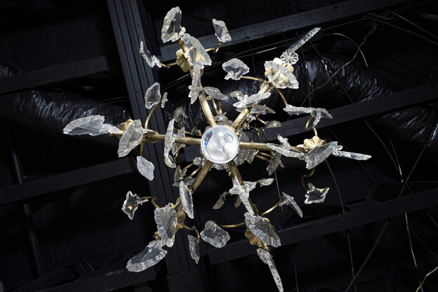 40% OFF at Checkout.  French 19th Century Six-Light Bronze and Crystal Chandelier with Scrolling Arms - JAA