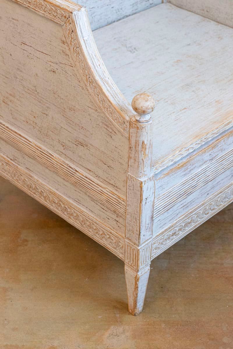 Neoclassical Style 1850s Gray Painted and Carved Armchairs with Guilloches, Pair - JAA