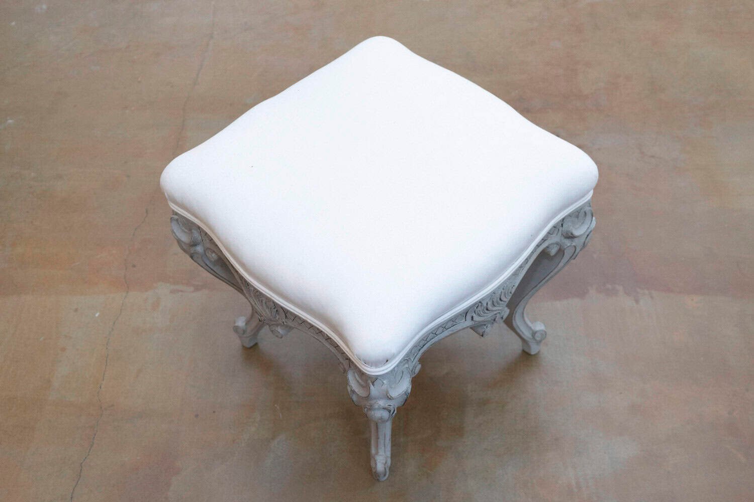Pair of Swedish Rococo Style Carved Painted Upholstered Stools, circa 1890 - JAA