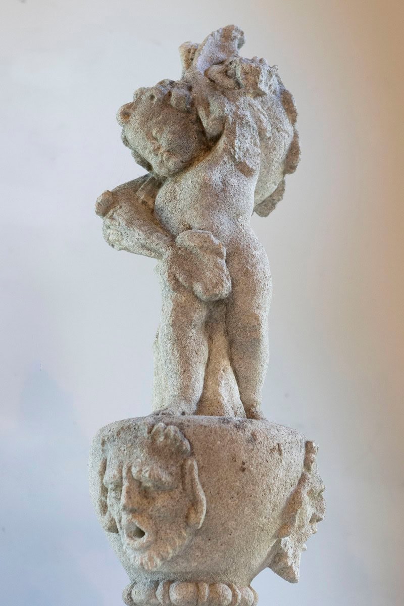 Italian Carved Stone Two-Tiered Garden Fountain from Vicenza - JAA