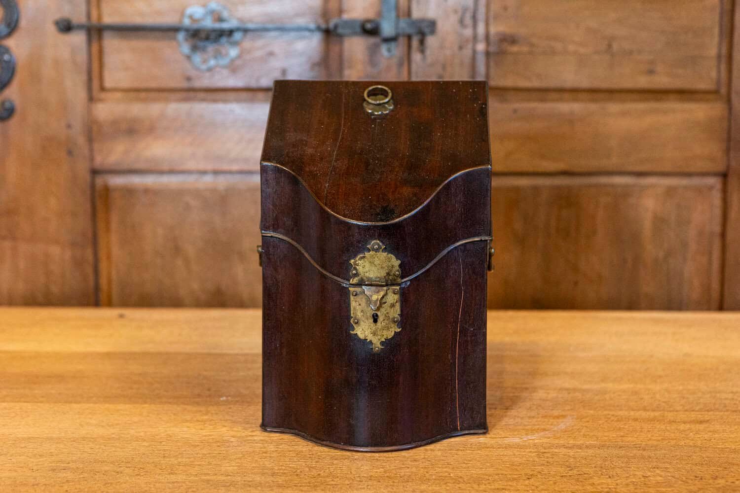 English George III Period Early 18th Century Walnut Box with Brass Hardware - JAA