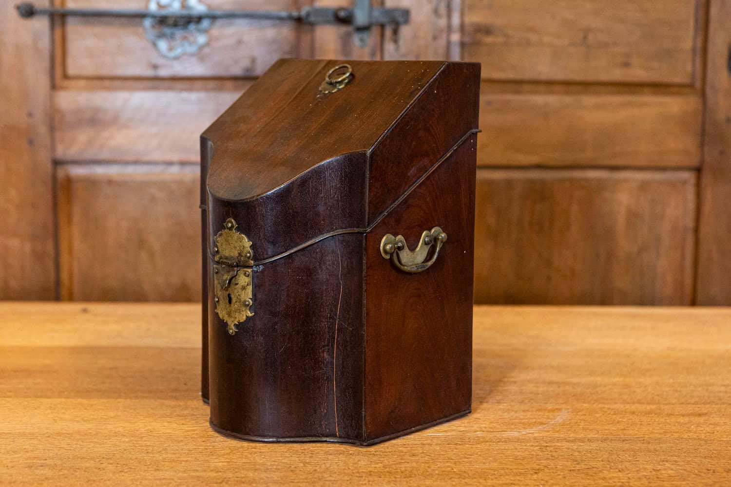English George III Period Early 18th Century Walnut Box with Brass Hardware - JAA