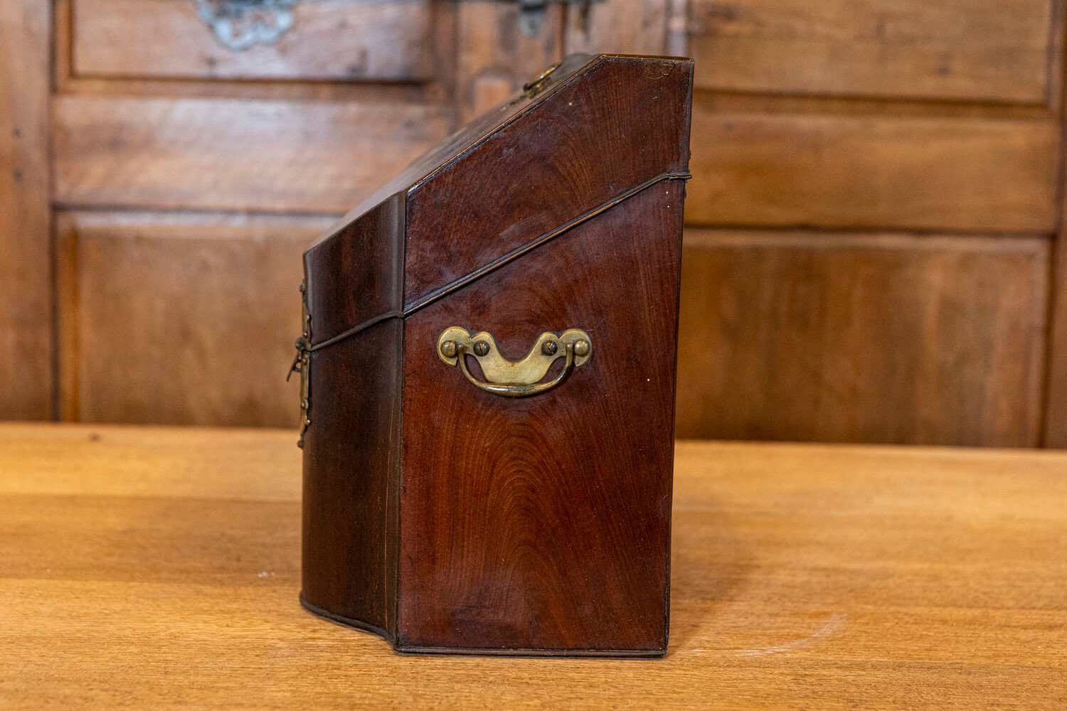 English George III Period Early 18th Century Walnut Box with Brass Hardware - JAA