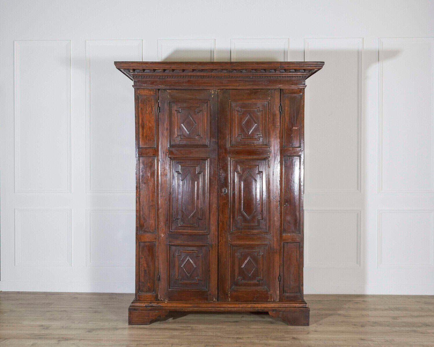 17th-Century Lombard Walnut Wardrobe with Paneled Doors — Brescia, Italy - JAA