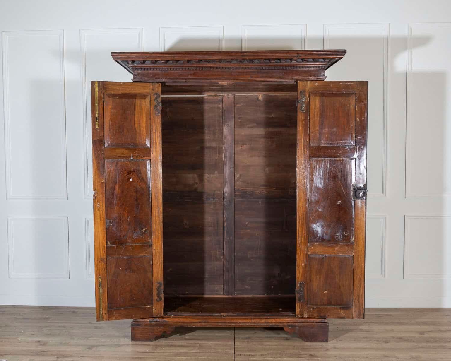 17th-Century Lombard Walnut Wardrobe with Paneled Doors — Brescia, Italy - JAA