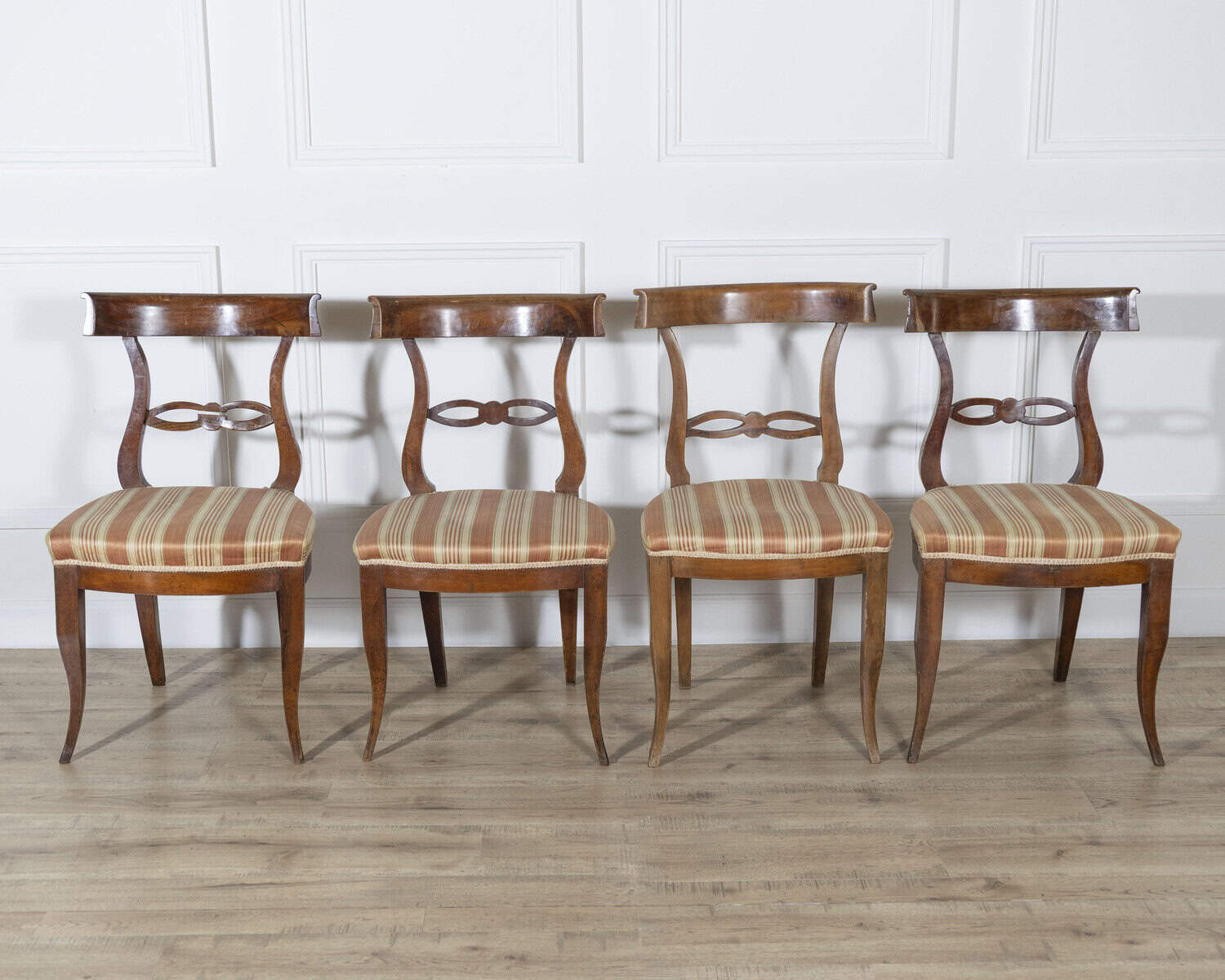 Set of Four Late 18th–Early 19th Century Tuscan Walnut Directoire Chairs - JAA