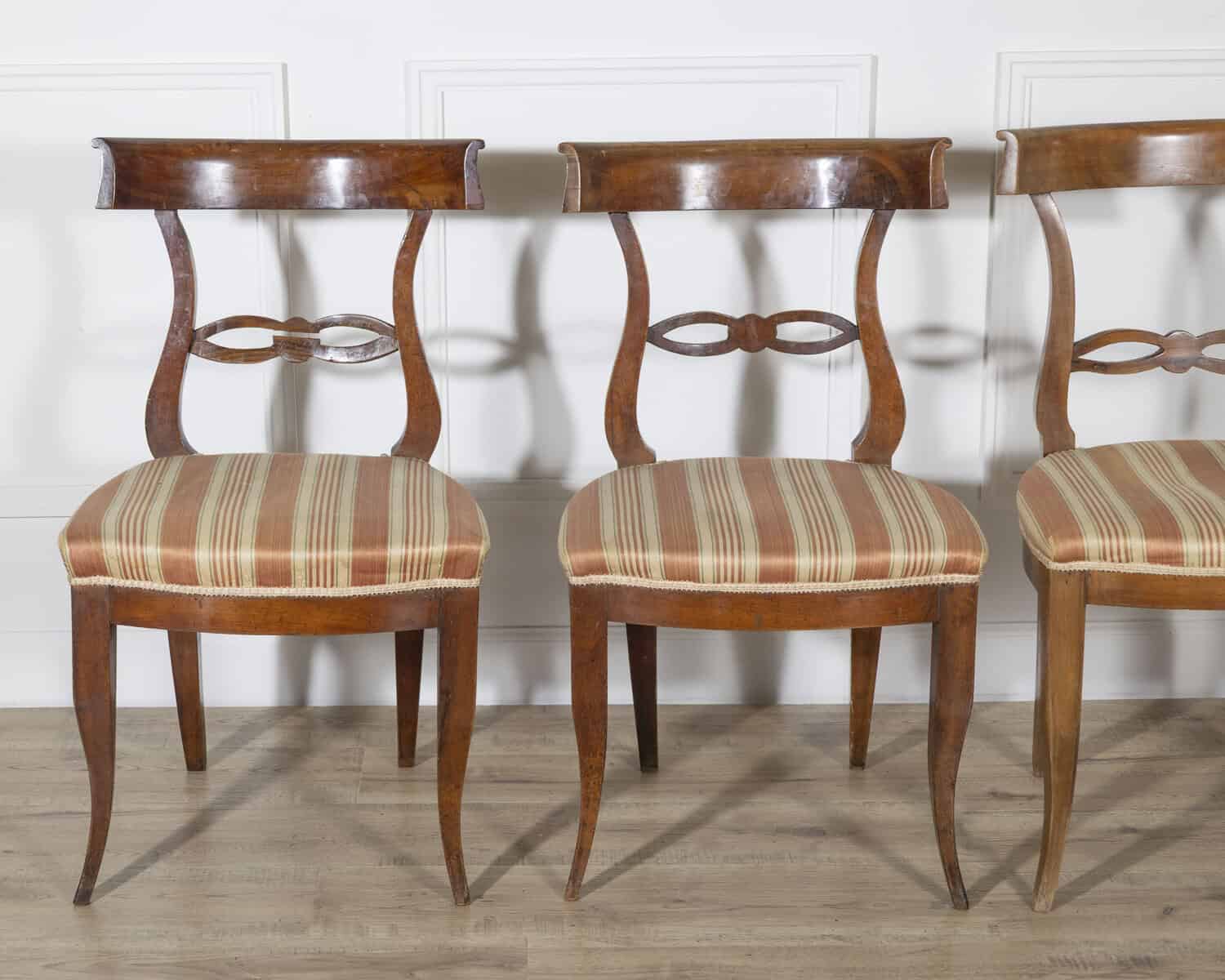 Set of Four Late 18th–Early 19th Century Tuscan Walnut Directoire Chairs - JAA