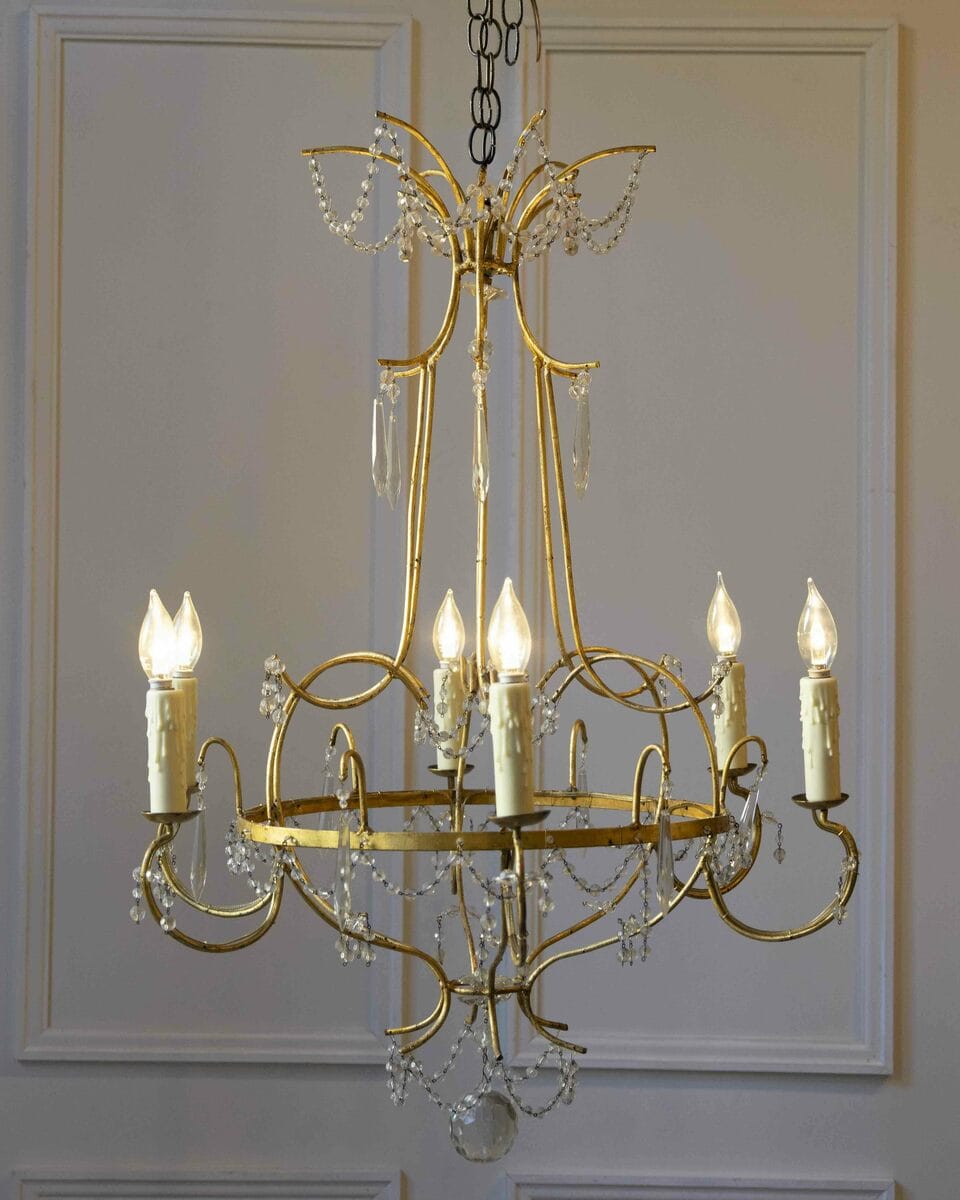 Maria Teresa Gilt Iron and Crystal Chandelier, Italy, Mid-18th Century - JAA