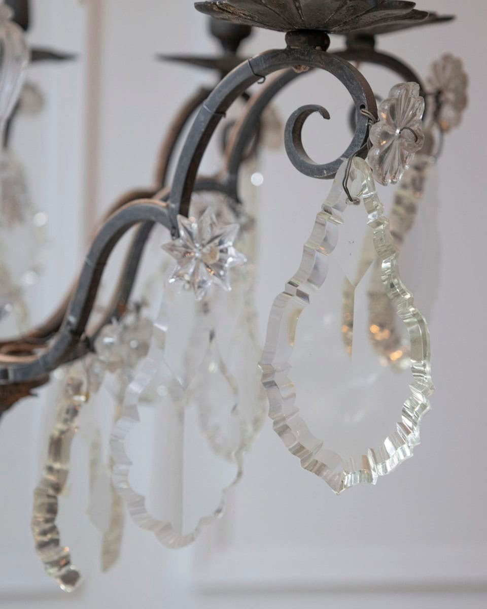 French Eight Arms Crystal Chandelier with Metal Armature from the 19th Century - JAA