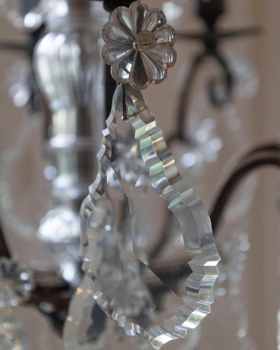French Eight Arms Crystal Chandelier with Metal Armature from the 19th Century - JAA