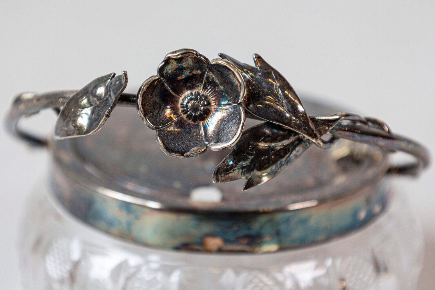 Early 20th Century English Cut Glass and Silver Plate Sugar Bowl - JAA