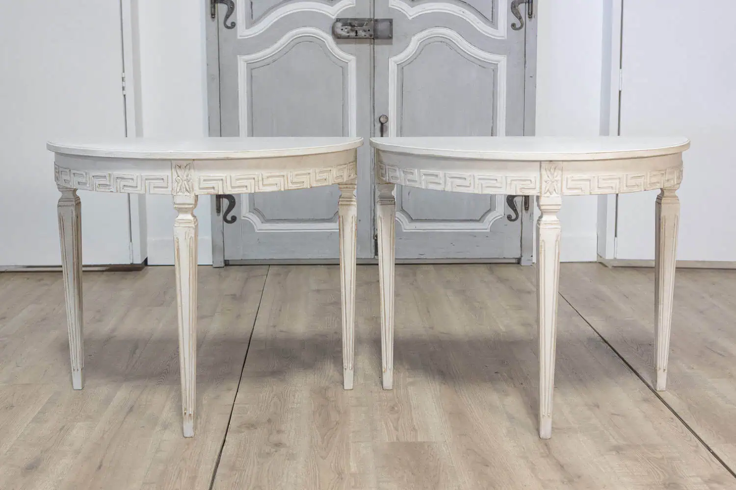 Pair of 19th Century Swedish Demi Lune Consoles - JAA