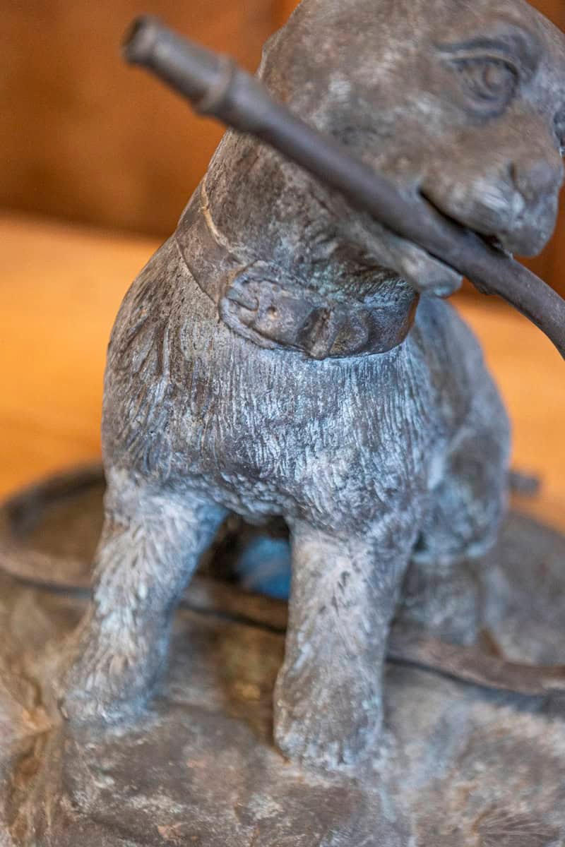 French 1900s Bronze Fountain Depicting a Playful Dog Holding a Hose in His Mouth - JAA