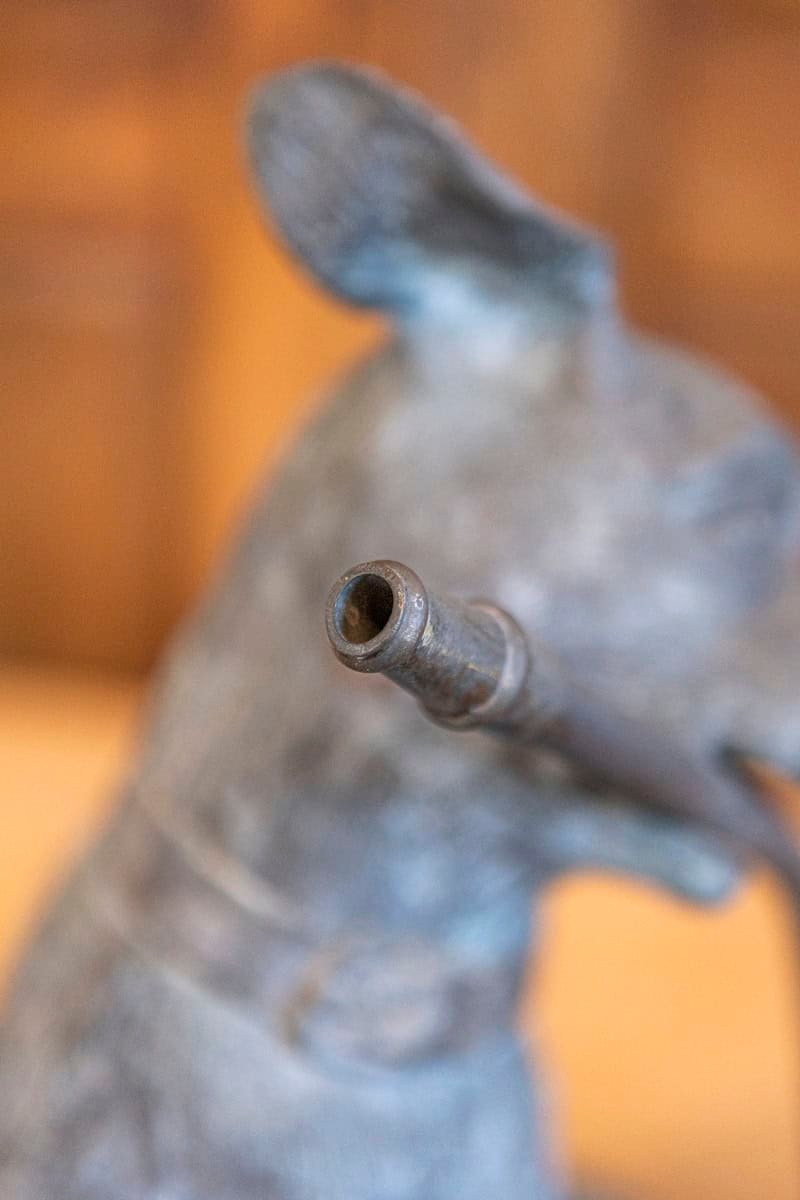 French 1900s Bronze Fountain Depicting a Playful Dog Holding a Hose in His Mouth - JAA