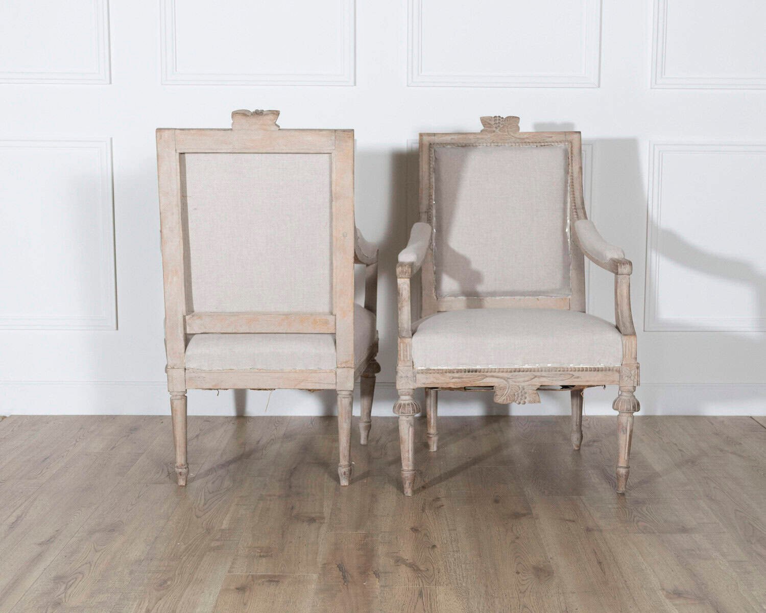Pair of Early 20th Century Swedish Gustavian Style Carved Armchairs - JAA