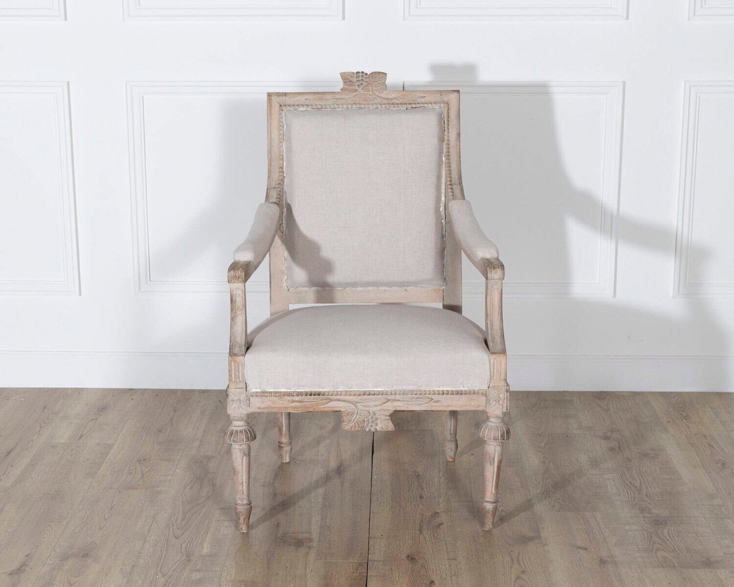Pair of Early 20th Century Swedish Gustavian Style Carved Armchairs - JAA