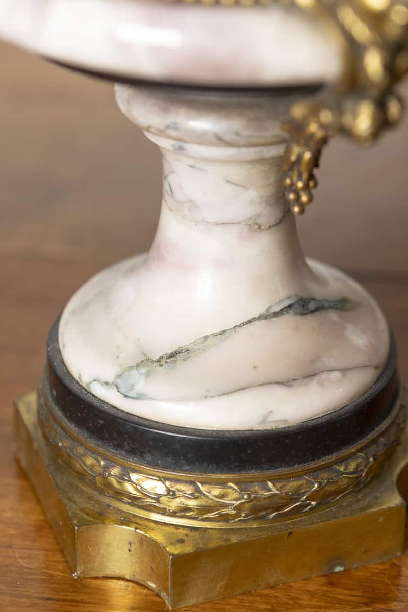 Pair of 19th-Century French Neoclassical Marble and Gilt Bronze Urns - JAA