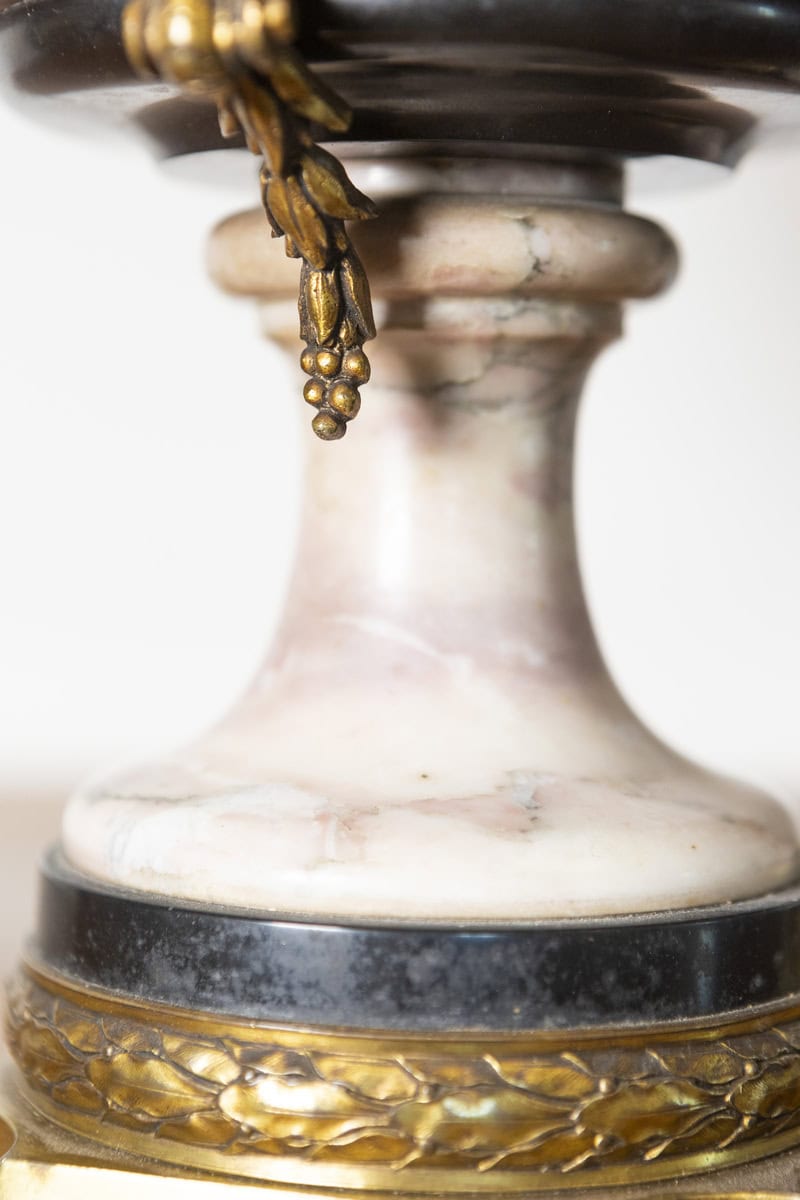 Pair of 19th-Century French Neoclassical Marble and Gilt Bronze Urns - JAA