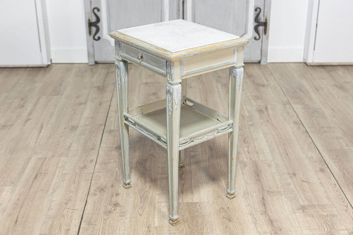 Pair of 19th Century French Marble Top Nightstands - JAA