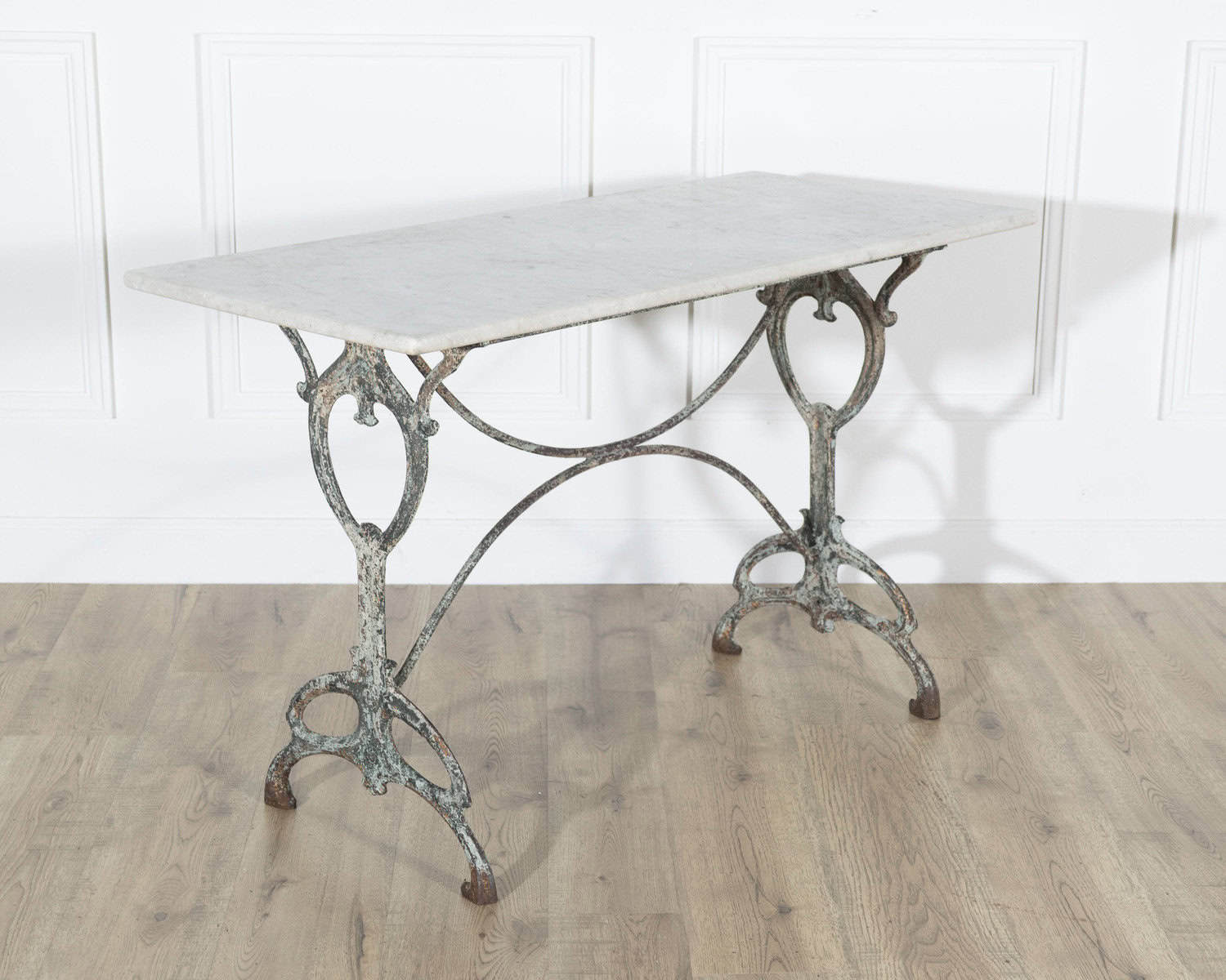 Art Nouveau Cast-Iron Bistro Table with Carrara Marble Top, circa 1900 - JAA