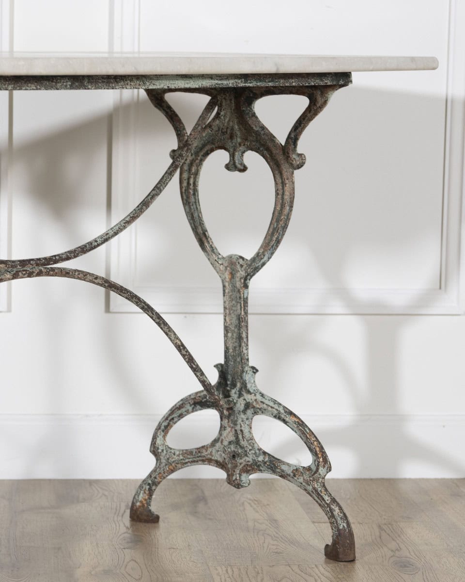 Art Nouveau Cast-Iron Bistro Table with Carrara Marble Top, circa 1900 - JAA