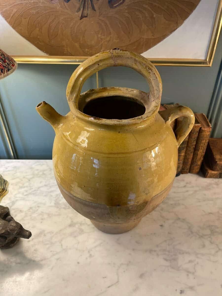 Yellow-Glazed Terracotta Jug, Late 19th–Early 20th Century - JAA