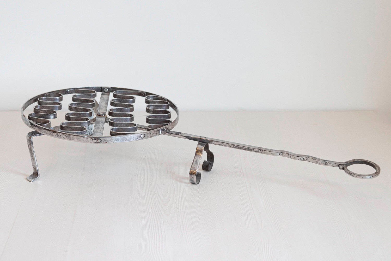 French 19th Century Iron Fireplace Grill with Petite Feet and Long Handle - JAA