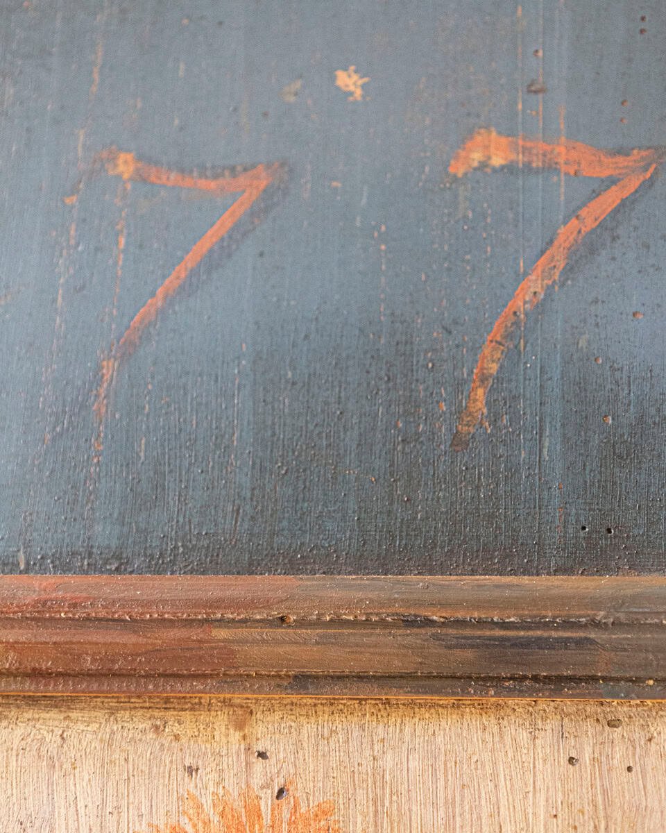 Alpine Blue Painted Wardrobe with Floral Panels, 19th Century - JAA