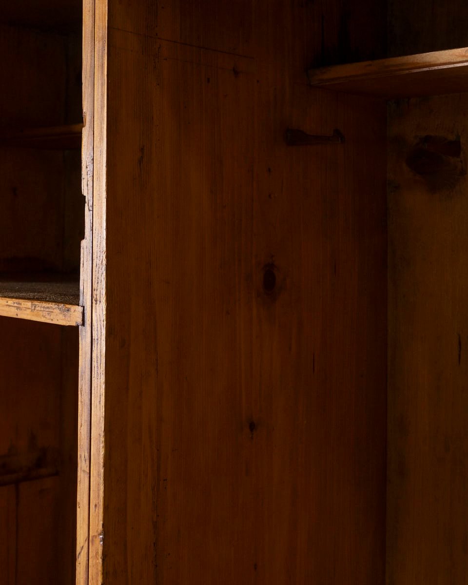 Alpine Blue Painted Wardrobe with Floral Panels, 19th Century - JAA