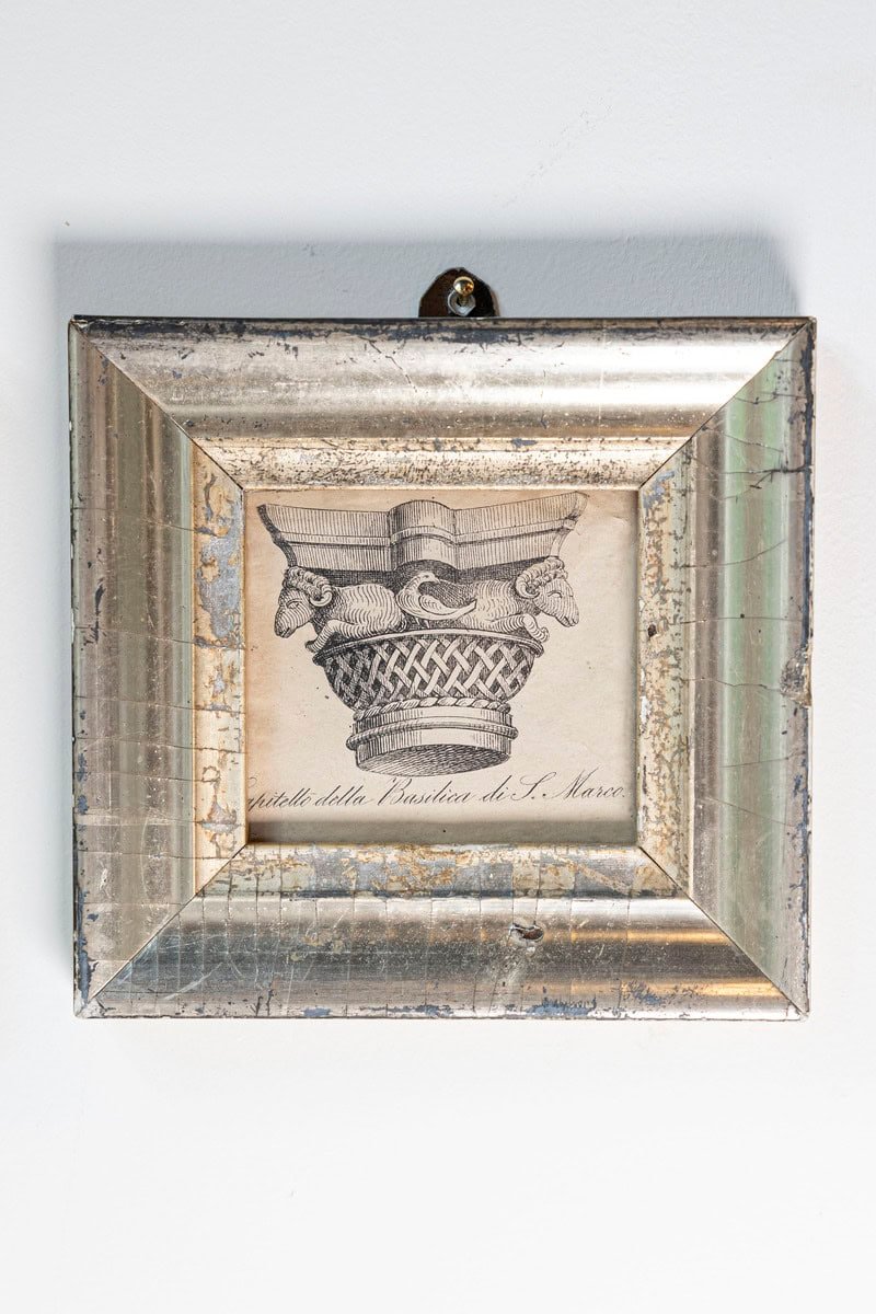 A Pair of Italian 19th Century Engravings Depicting Capitals in Silver Frames - JAA
