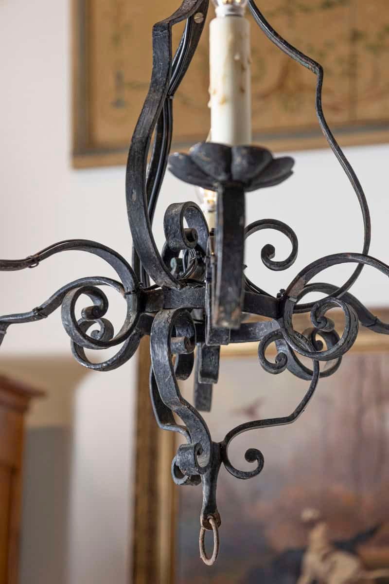 Pair of 20th Century French Wrought Iron Chandeliers - JAA