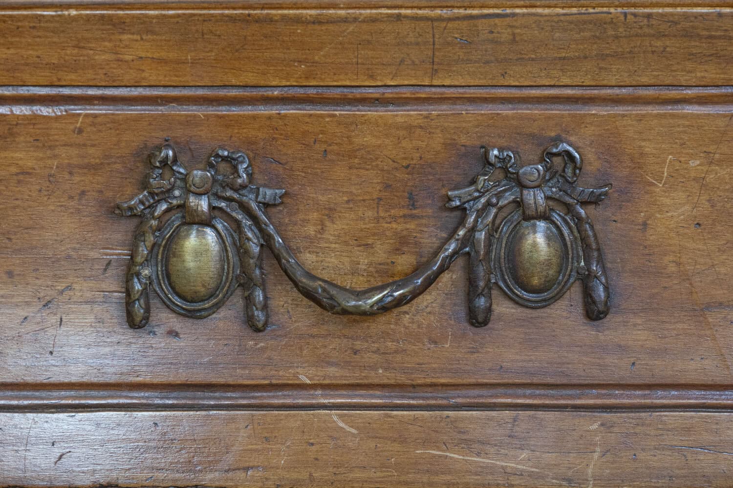 1730s French Period Louis XV Walnut Two-Drawer Commode with Bombé Side Panels - JAA
